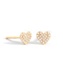 Load image into Gallery viewer, Ella Stein 14k Yellow Gold Plated Heart Diamond Fashion Stud Earrings
