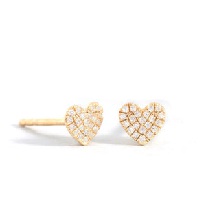 Ella Stein 14k Yellow Gold Plated Heart Diamond Fashion Stud Earrings