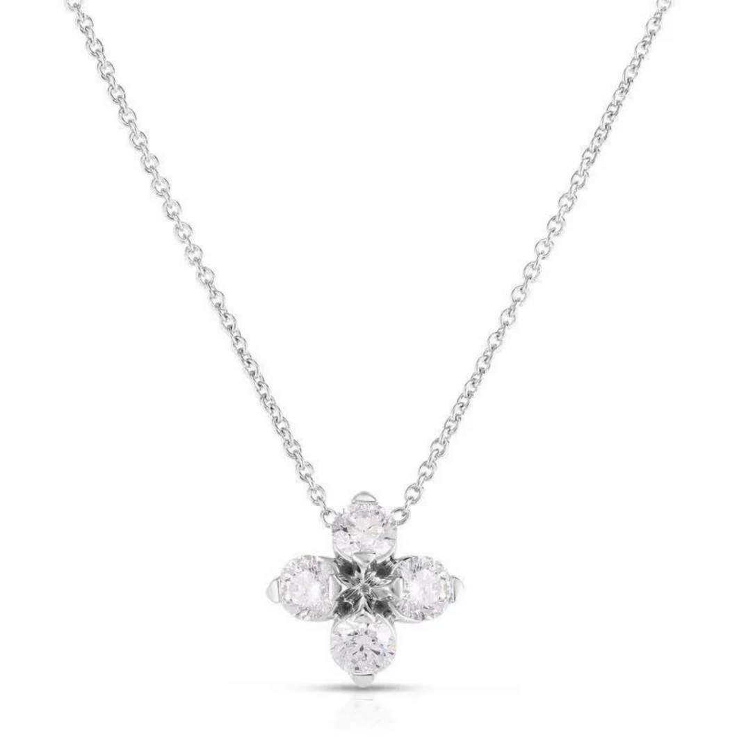 Roberto Coin 18K White Gold Love in Verona Flower Necklace