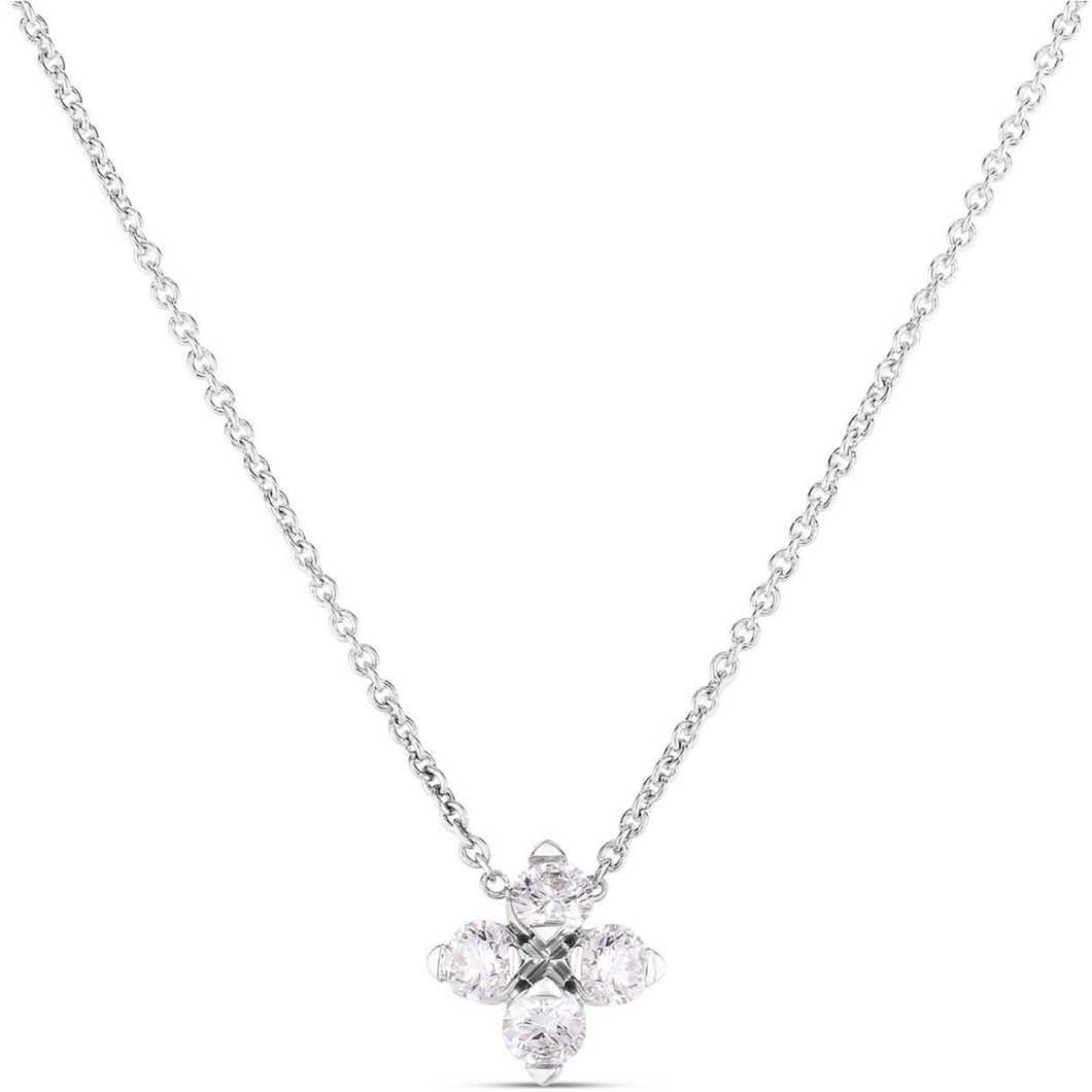 Roberto Coin 18K White Gold Love in Verona Small Flower Necklace