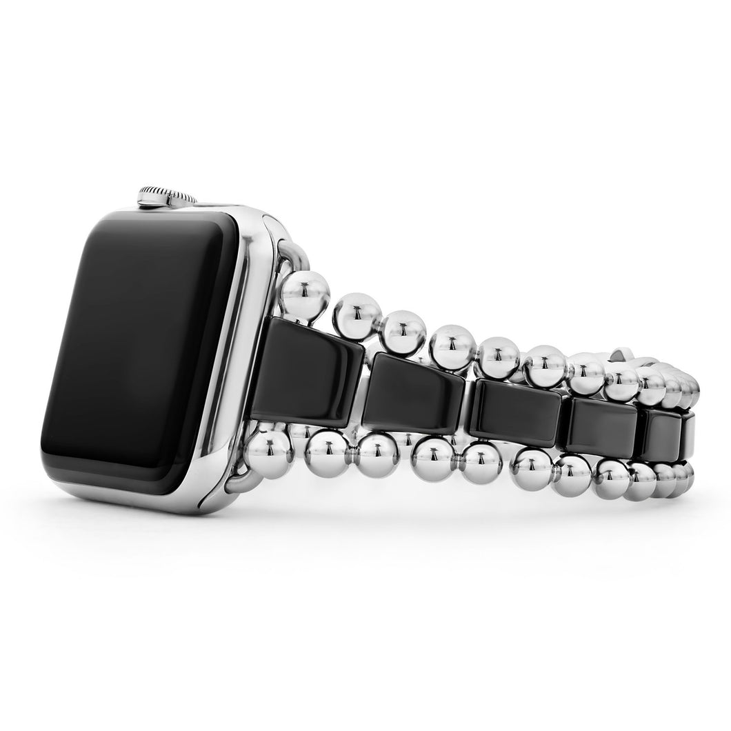 Lagos Stainless Steel Smart Caviar Black Ceramic Watch Bracelet 42-44mm
