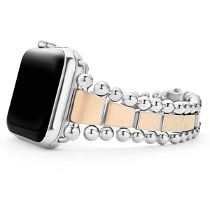 Lagos Stainless Steel & 18k Rose Gold Smart Caviar Watch Bracelet 42-44mm