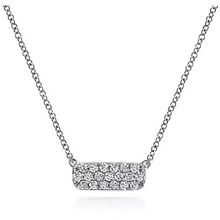 Load image into Gallery viewer, Gabriel 14K White Gold Pave Diamond Bar Necklace
