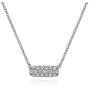 Gabriel 14K White Gold Pave Diamond Bar Necklace