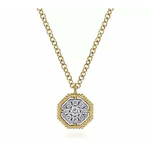 Gabriel 14K Yellow Gold Octagonal Pavé Diamond Pendant