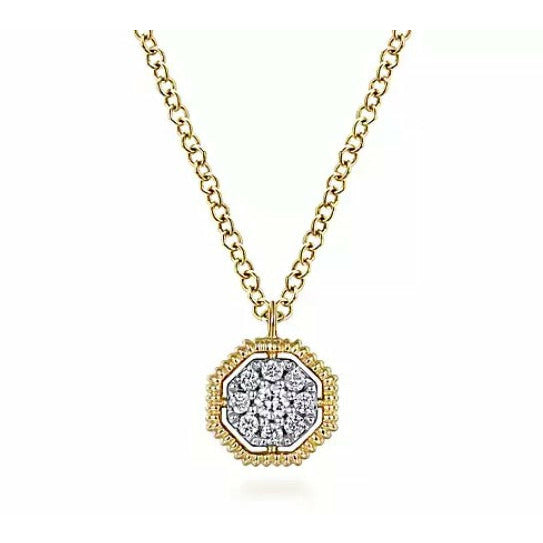 Gabriel 14K Yellow Gold Octagonal Pavé Diamond Pendant