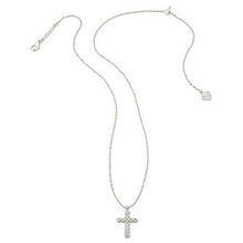 Load image into Gallery viewer, Kendra Scott Silver Cross Crystal Necklace in White Crystal
