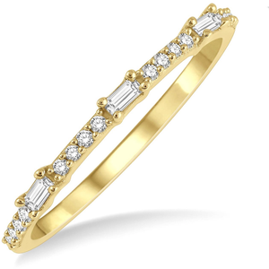 10k Yellow Gold Baguette Diamond Stackable Ring