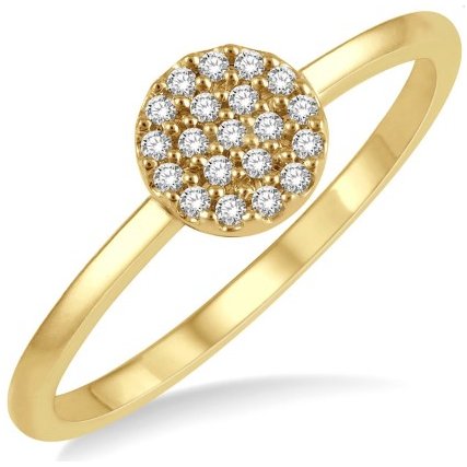 10k Yellow Gold Diamond Petite Round Disc Ring