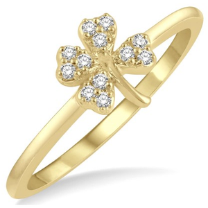 10k Yellow Gold Diamond Petite Clover Ring