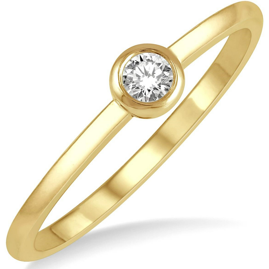 10k Yellow Gold Diamond Petite Bezel Ring