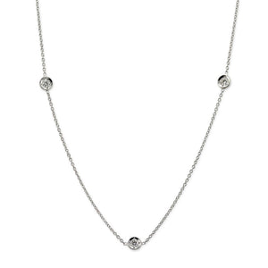 Roberto Coin 18K White Gold 3 Diamond Station 18" Diamonds by The Inch Necklace