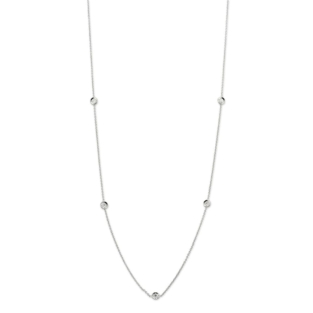 Roberto Coin 18K White Gold 5 Station Diamonds by The Inch Necklace