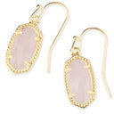 Kendra Scott Lee Gold Drop Earrings in Rose Quartz