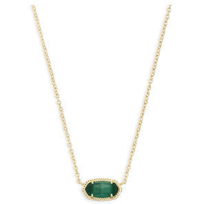 Kendra Scott Gold Elisa Necklace in Emerald Cats Eye