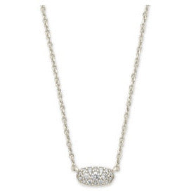 Kendra Scott Silver Grayson Necklace in White Crystal