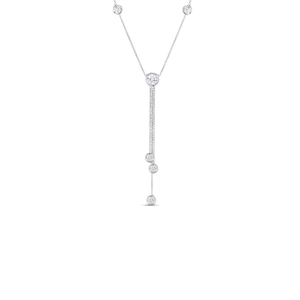 Roberto Coin 18K White Gold Bezel Set Diamond Triple Drop Lariat Necklace