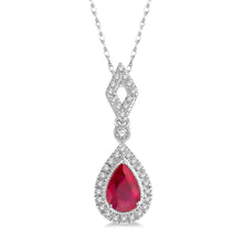 Load image into Gallery viewer, 10K White Gold Pear Shaped Ruby and Diamond Pendant
