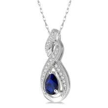 Load image into Gallery viewer, 10K White Gold Pear Sapphire and Diamond Pendant
