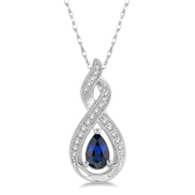 Load image into Gallery viewer, 10K White Gold Pear Sapphire and Diamond Pendant
