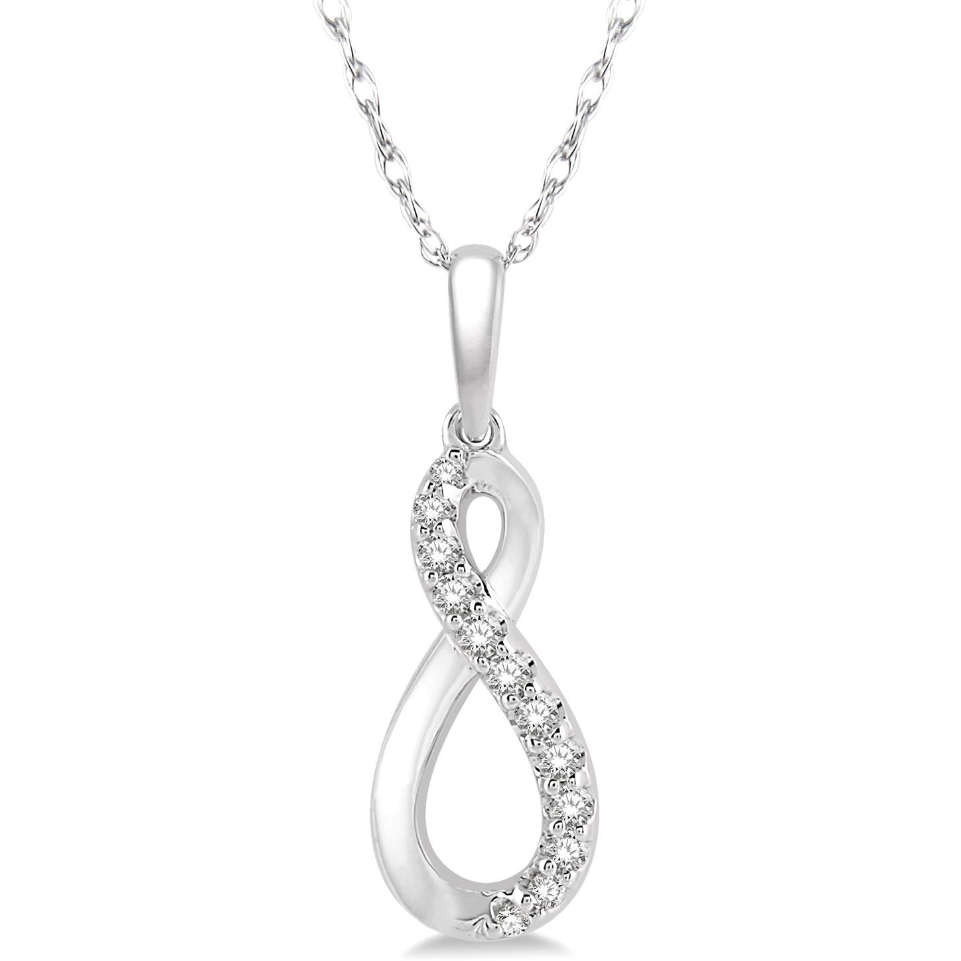 10k White Gold Diamond Infinity Pendant