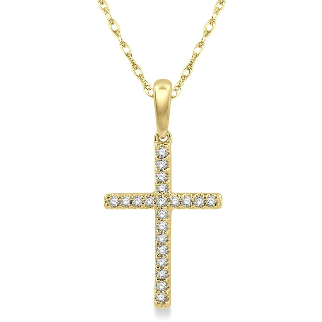 10K Yellow Gold Diamond Cross Pendant