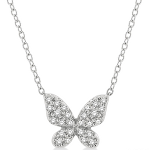 10k White Gold Diamond Butterfly Pendant