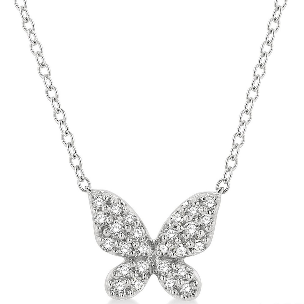 10k White Gold Diamond Butterfly Pendant