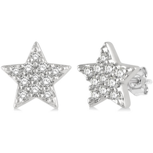 10k White Gold Diamond Star Petite Stud Earrings