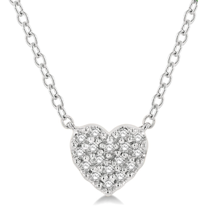 10k White Gold Diamond Heart Pendant