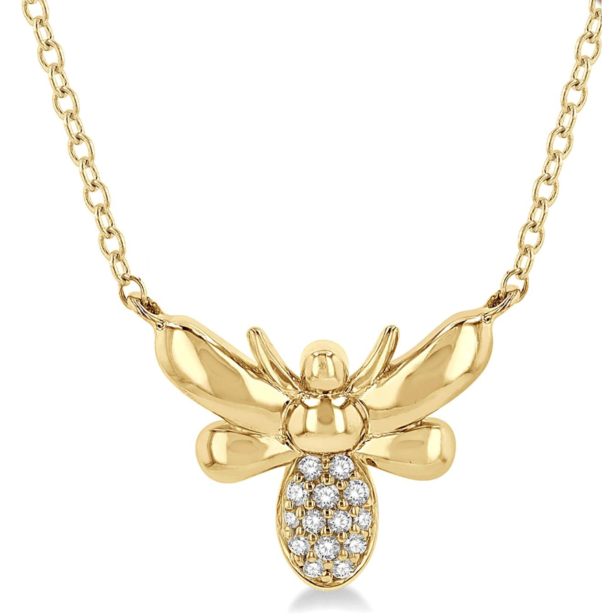 10k Yellow Gold Diamond Bee Pendant