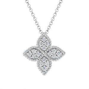 Roberto Coin 18K White Gold Medium Princess Flower Diamond Pendant