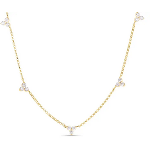 Roberto Coin 18K Yellow Gold 18K Flower 5 Station Diamonds by the Inch Necklace