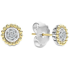 Load image into Gallery viewer, Lagos 18K and Sterling Silver Caviar Diamond 9mm Stud Earrings
