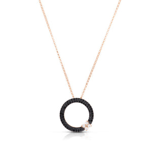 Roberto Coin 18K Yellow Gold Love in Verona Open Circle Black Diamond Pendant