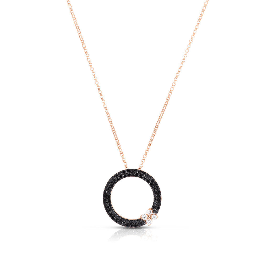 Roberto Coin 18K Yellow Gold Love in Verona Open Circle Black Diamond Pendant