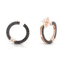 Load image into Gallery viewer, Roberto Coin 18K Rose Gold Love in Verona Black Diamond Circle Earrings

