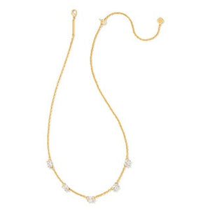 Kendra Scott Gold Cailin White Crystal Station Necklace