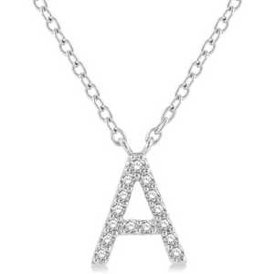 10K White Gold Diamond Initial Necklace