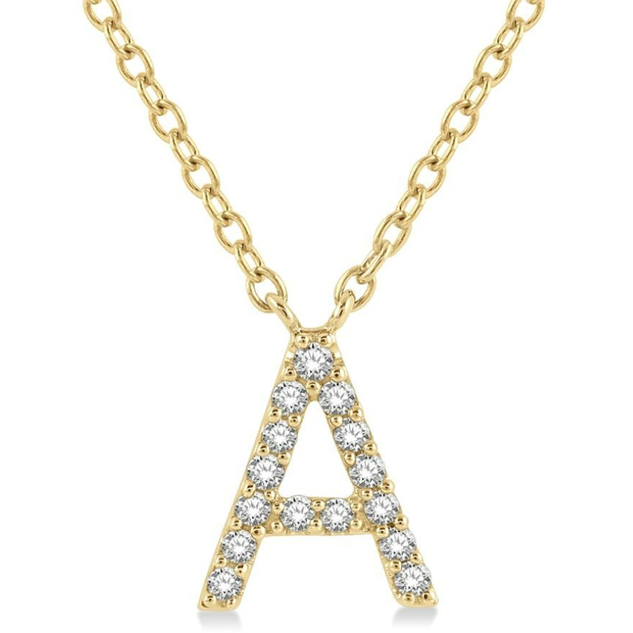 10K Yellow Gold Diamond Initial Necklace