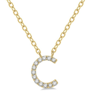 10K Yellow Gold Diamond Initial Necklace