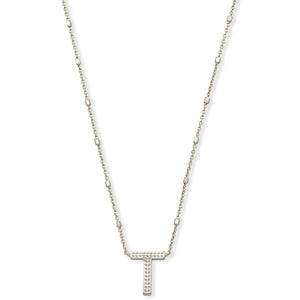 Kendra Scott Letter "T" Necklace In Silver Metal