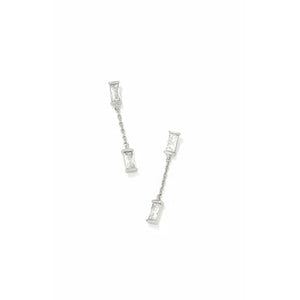 Kendra Scott Silver Juliette Drop Earrings in White Crystal