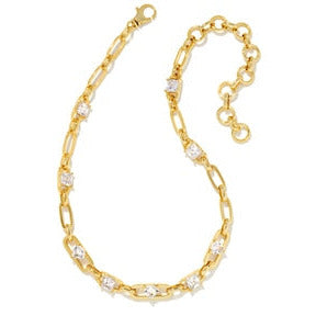Kendra Scott Gold Blair Jewel Chain Necklace in White Crystal
