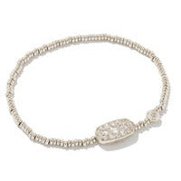 Kendra Scott Silver Grayson Stretch Bracelet In White Crystal