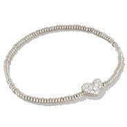 Kendra Scott Silver Ari Heart Stretch Bracelet in White Crystal