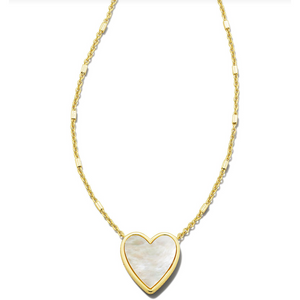 Kendra Scott Gold Heart Pendant in Ivory Mother of Pearl