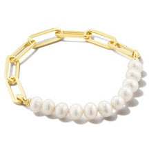 Kendra Scott Gold Ashton Bracelet in White Pearl