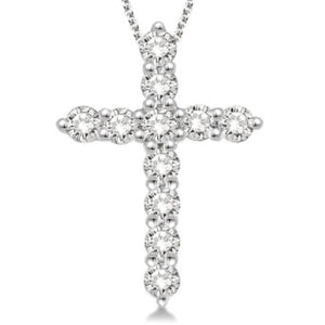 14K White Gold Cross Diamond Pendant
