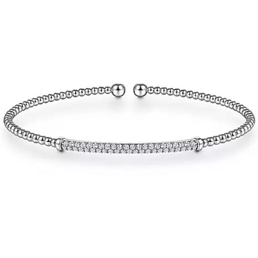 Gabriel 14K White Gold Bujukan Beaded Diamond Bar Bracelet